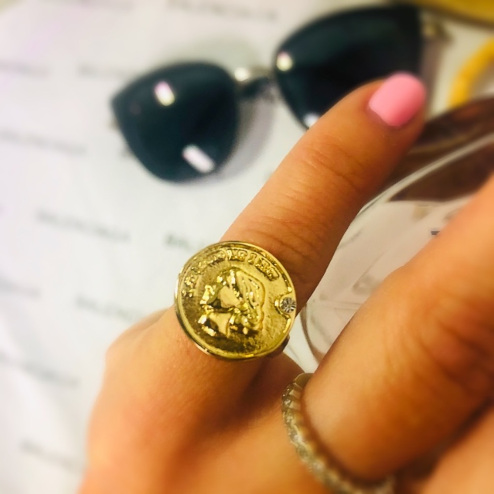 Pinkie Ring Gold Coin Ring Adjustable